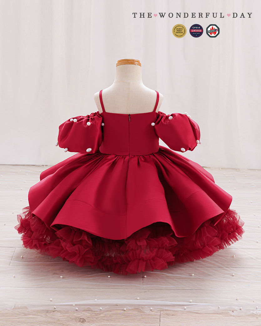 Elegant Pearl Off-Shoulder Princess Tulle Ball Gown
