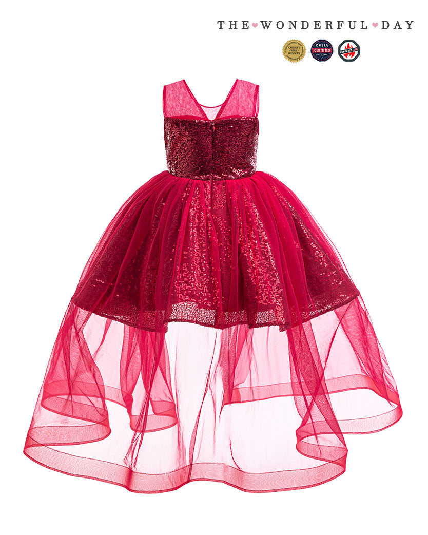 Elegant Strapless Sequin Double-Layer Tulle High-Low Dress