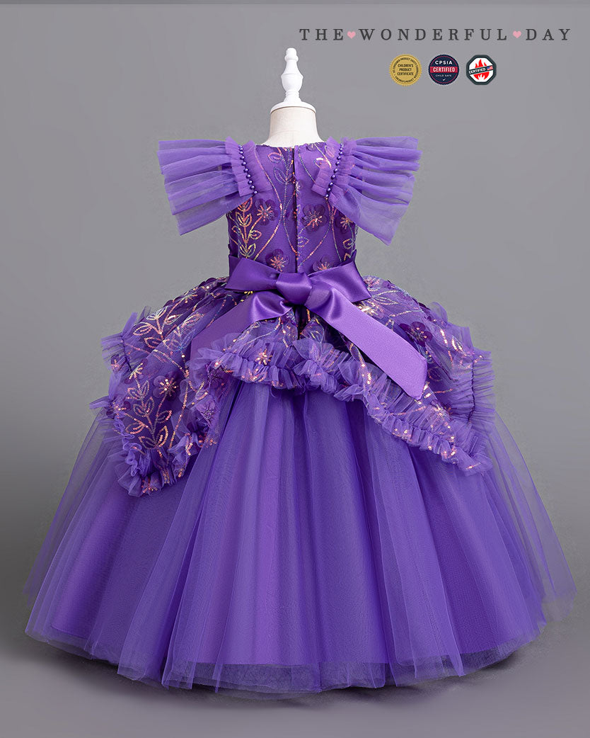 Ice Flower Embroidered Floor-Length Cinderella Evening Gown