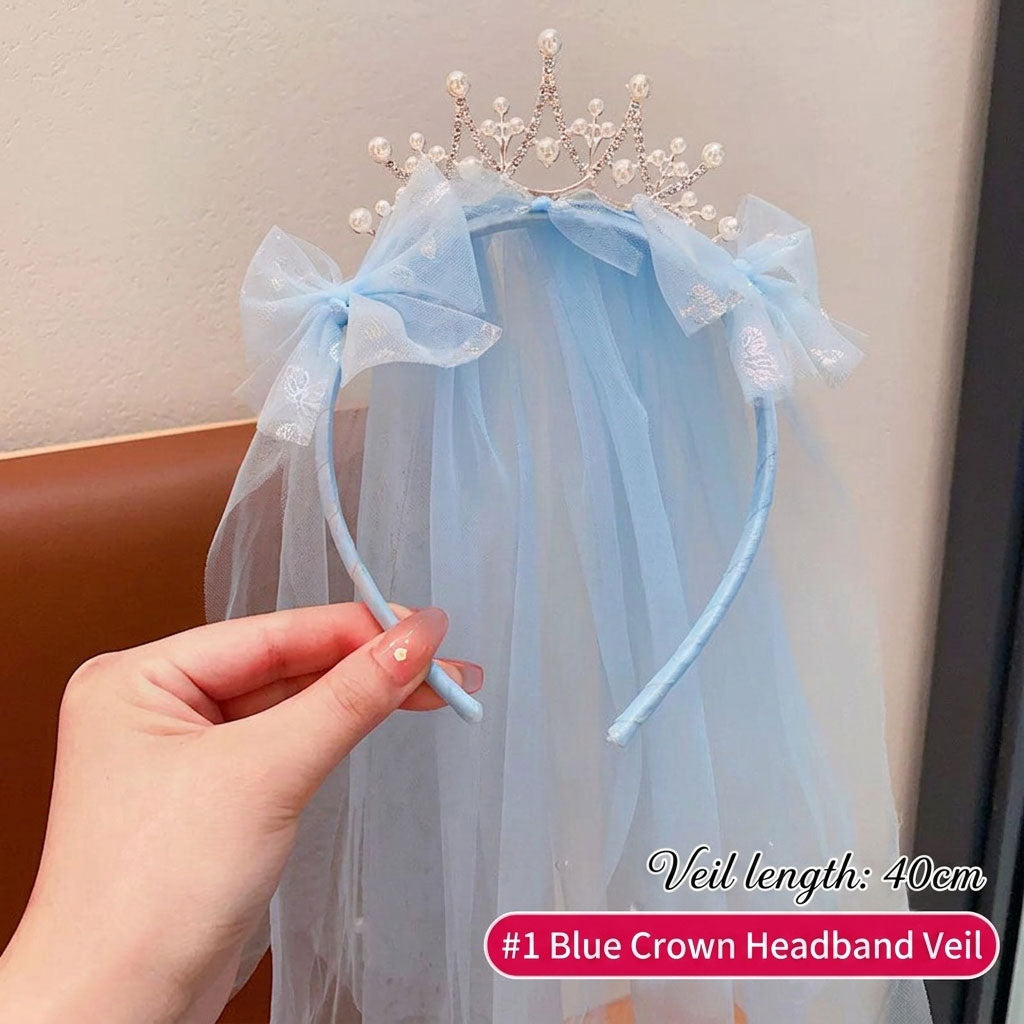 Pearl Crown Tulle Veil Headband