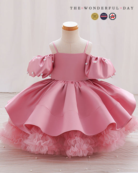 Elegant Pearl Off-Shoulder Princess Tulle Ball Gown