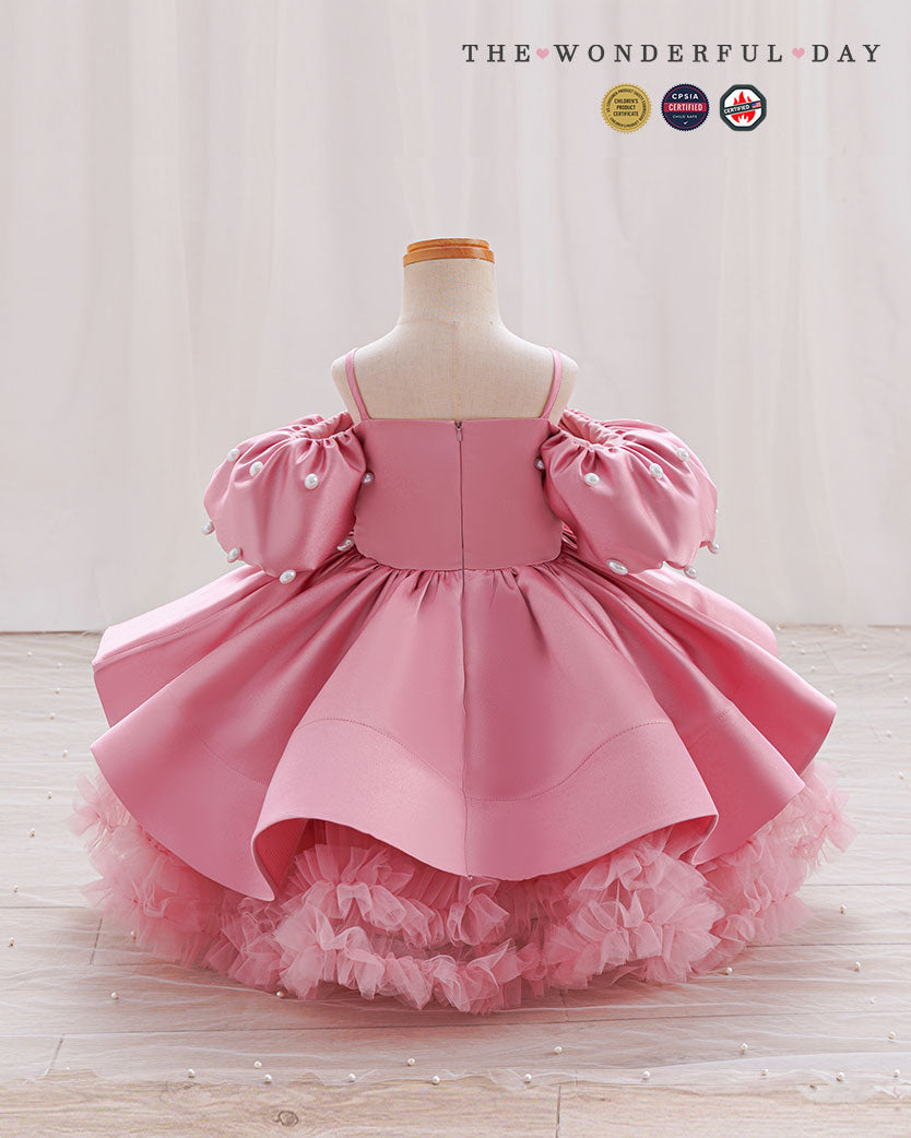 Elegant Pearl Off-Shoulder Princess Tulle Ball Gown