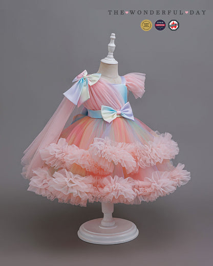 Elegant Tulle Party Dress with Ribbon Details and Floral Accents