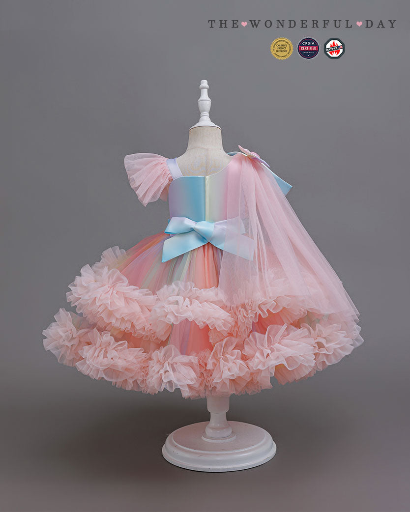 Elegant Tulle Party Dress with Ribbon Details and Floral Accents