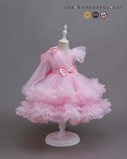Elegant Tulle Party Dress with Ribbon Details and Floral Accents