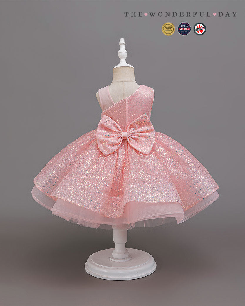 Fresh One-Shoulder Sequin Tulle Princess Dress