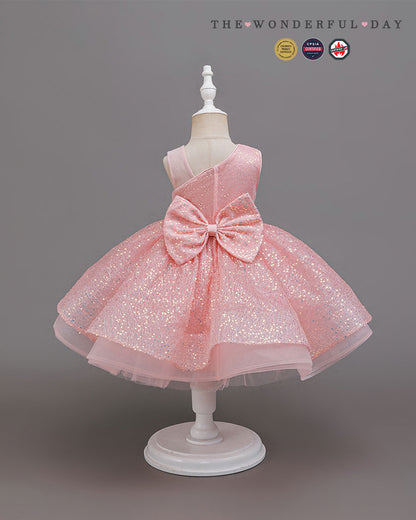 Fresh One-Shoulder Sequin Tulle Princess Dress