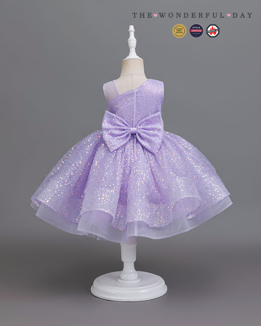 Fresh One-Shoulder Sequin Tulle Princess Dress