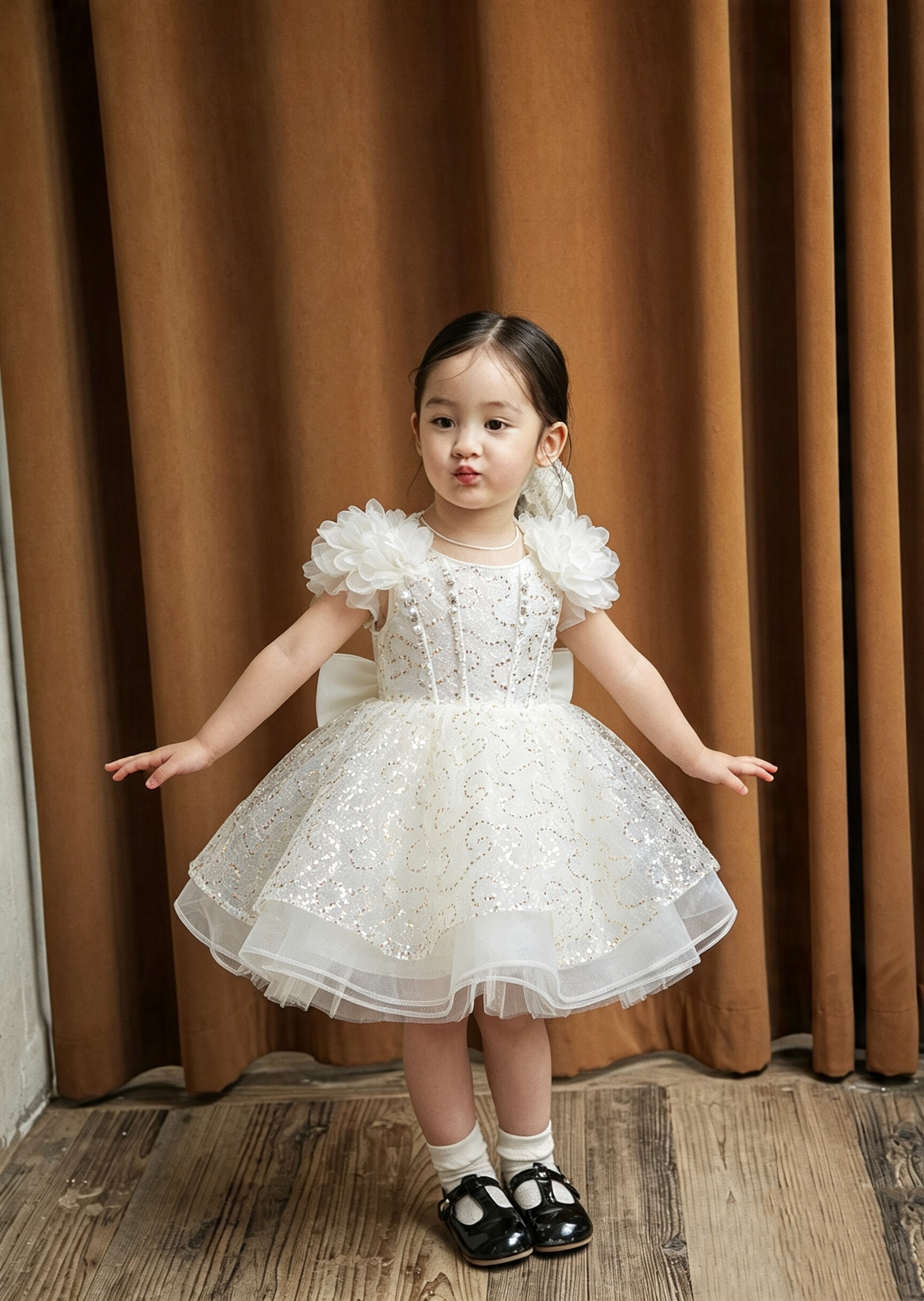 Luxury Pearl Beaded Double-Layer Tulle Princess Dress