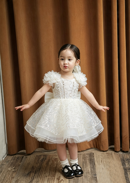 Luxury Pearl Beaded Double-Layer Tulle Princess Dress