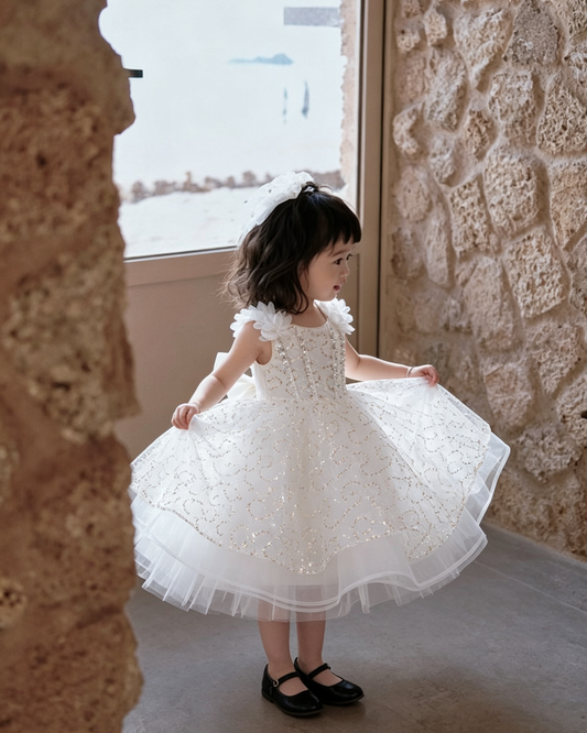 Luxury Pearl Beaded Double-Layer Tulle Princess Dress