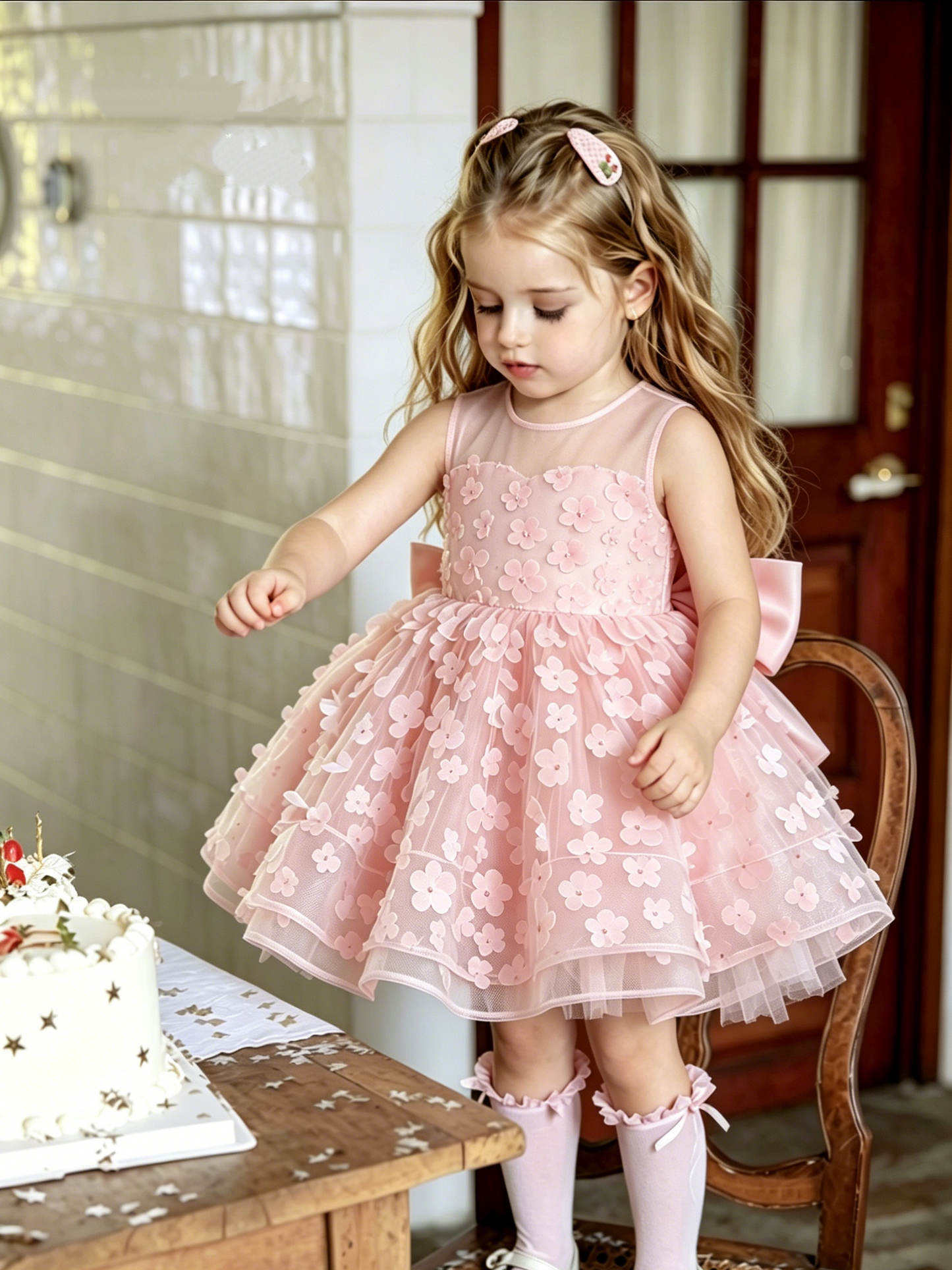 Elegant Sleeveless 3D Butterfly Tulle Princess Dress
