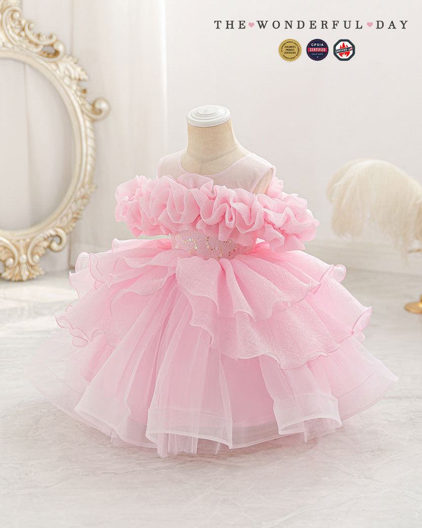 Off-Shoulder Ruffle Cloud Tulle Dress