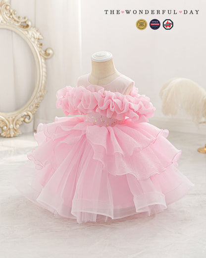 Off-Shoulder Ruffle Cloud Tulle Dress