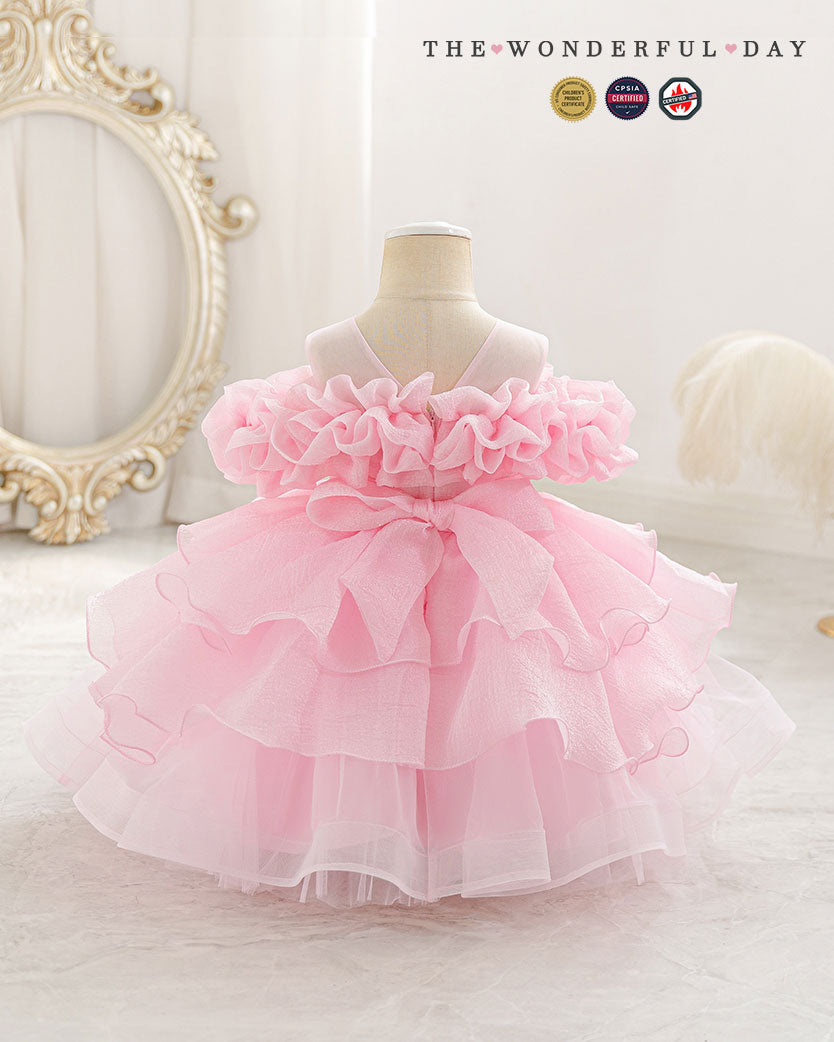 Off-Shoulder Ruffle Cloud Tulle Dress