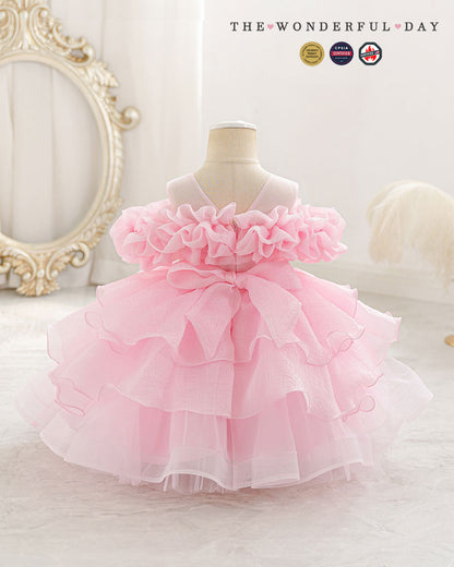 Off-Shoulder Ruffle Cloud Tulle Dress