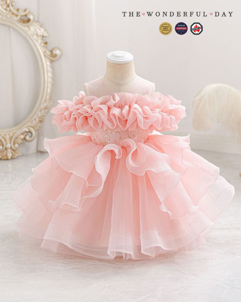 Off-Shoulder Ruffle Cloud Tulle Dress
