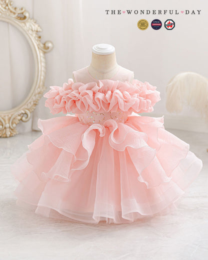 Off-Shoulder Ruffle Cloud Tulle Dress
