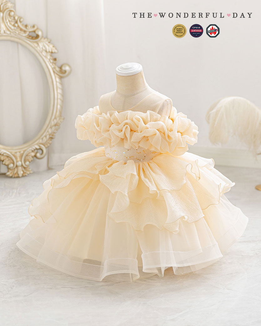 Off-Shoulder Ruffle Cloud Tulle Dress