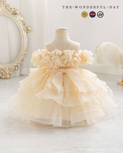 Off-Shoulder Ruffle Cloud Tulle Dress