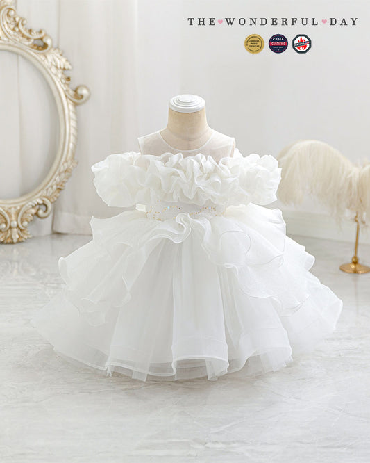 Off-Shoulder Ruffle Cloud Tulle Dress