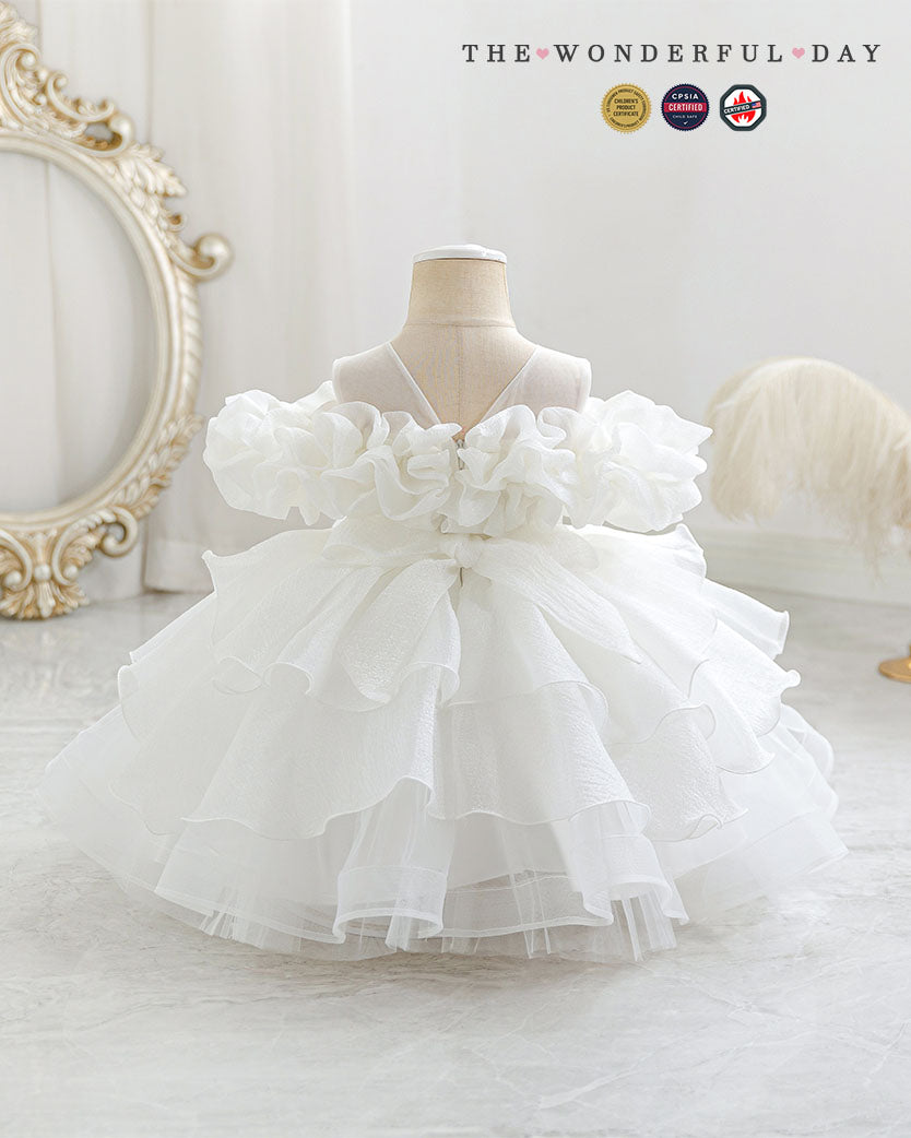 Off-Shoulder Ruffle Cloud Tulle Dress