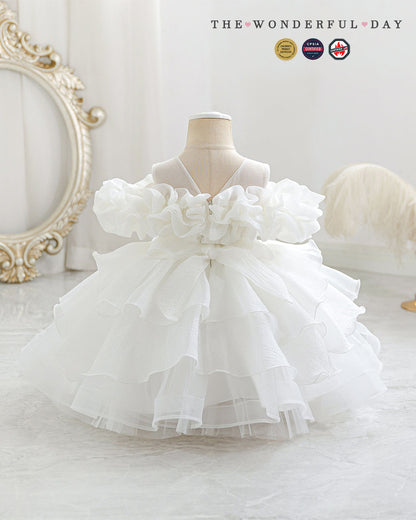 Off-Shoulder Ruffle Cloud Tulle Dress