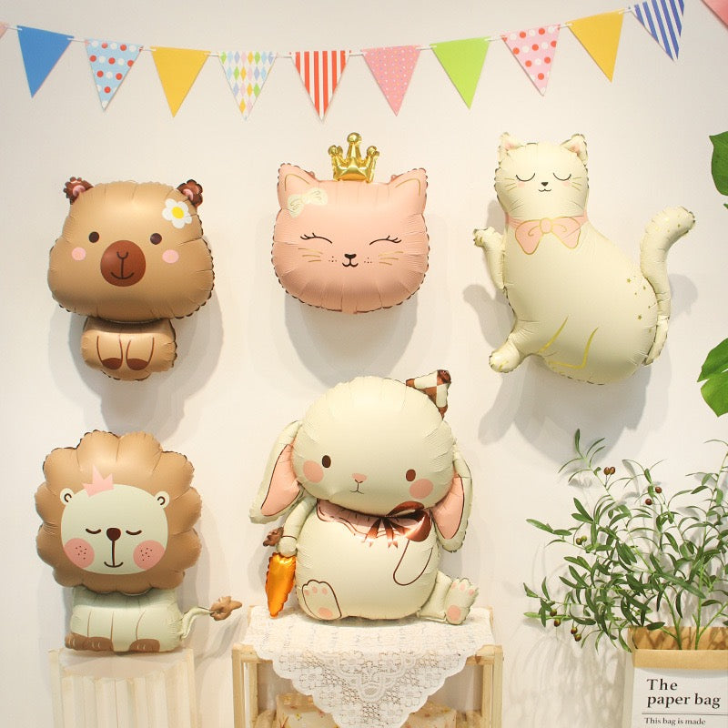 Cute Matte Animal Foil Balloons for Kids’ Birthday Party Kit (4pcs included)