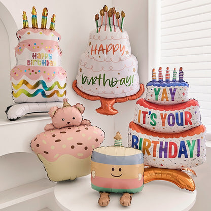 Dopamine Colorful 3D Layered Cake Balloon Birthday Decoration