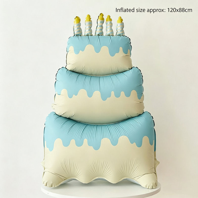 Korean-Inspired Matte 3D Layered Cake Balloon Birthday Decor