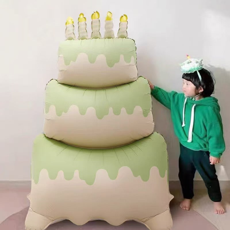 Korean-Inspired Matte 3D Layered Cake Balloon Birthday Decor