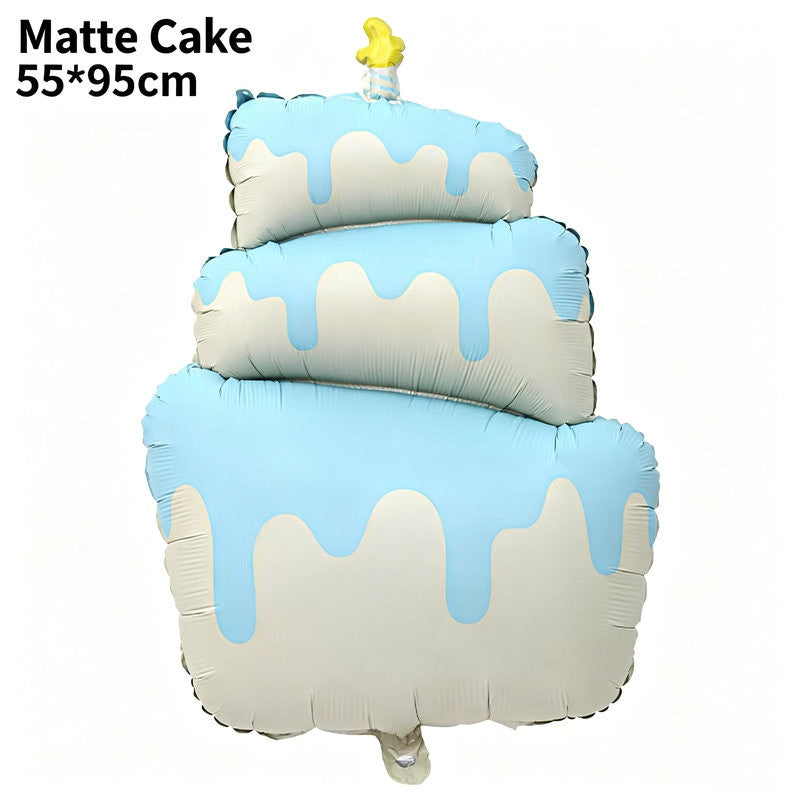 Korean-Inspired Matte 3D Layered Cake Balloon Birthday Decor