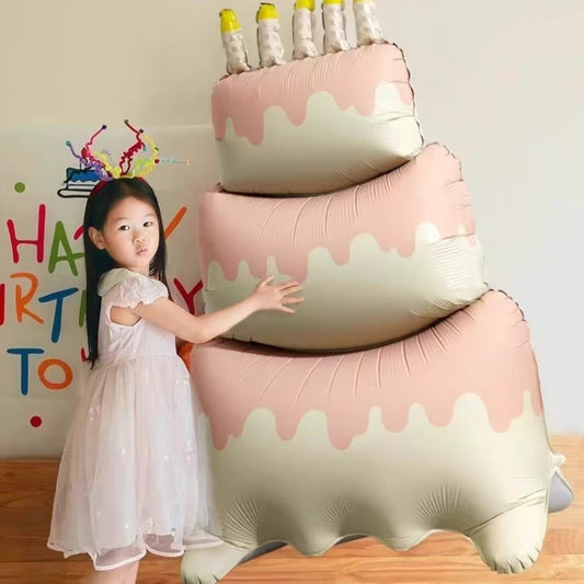 Korean-Inspired Matte 3D Layered Cake Balloon Birthday Decor