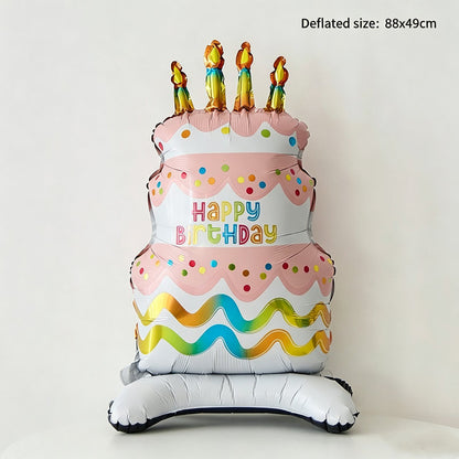 Dopamine Colorful 3D Layered Cake Balloon Birthday Decoration