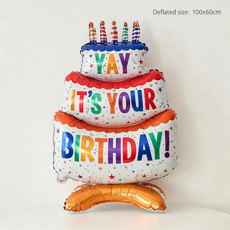 Dopamine Colorful 3D Layered Cake Balloon Birthday Decoration