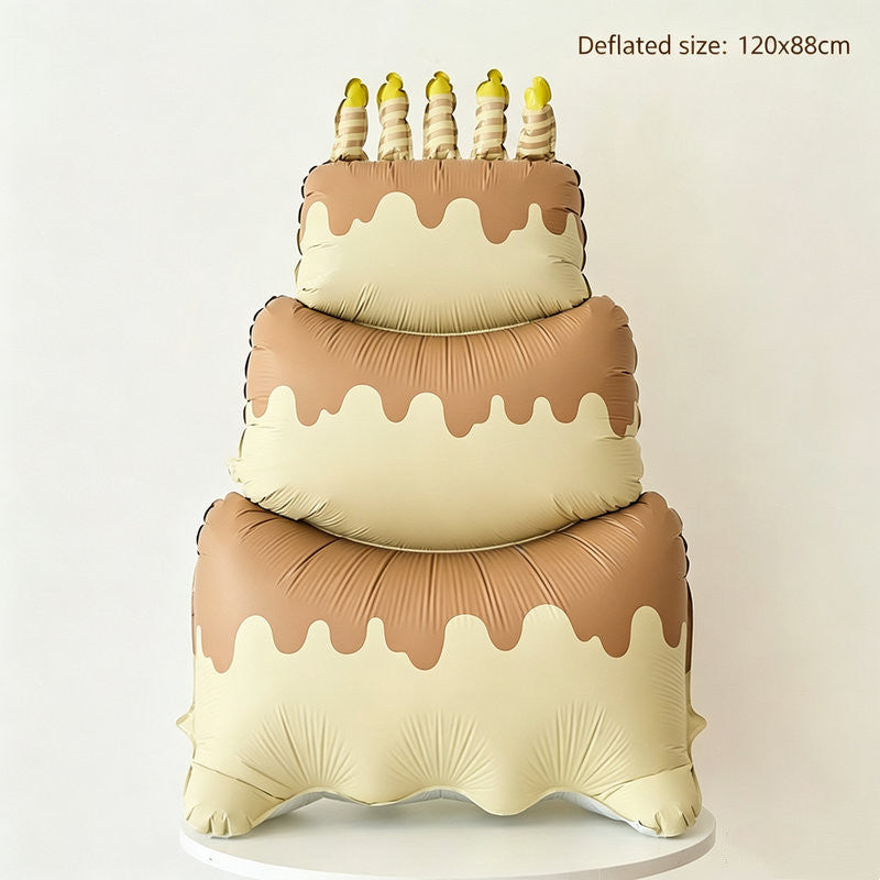 Korean-Inspired Matte 3D Layered Cake Balloon Birthday Decor