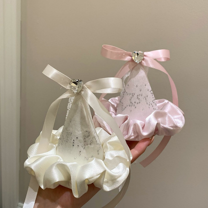 Girls Lace Bow Birthday Hat Hair Clip, Princess Party Photo Accessory Gift