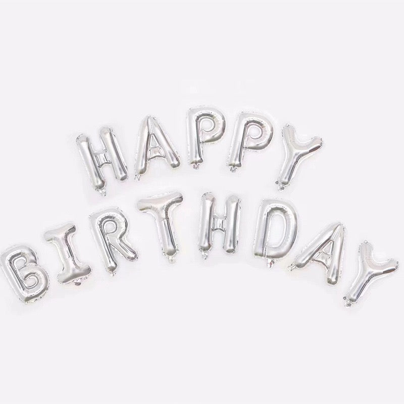 Solid Color Happy Birthday Foil Letter Balloon Set (13pcs/set)