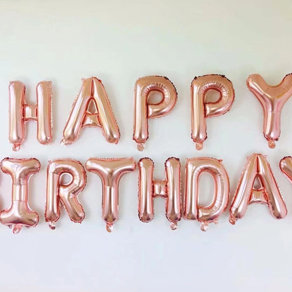 Solid Color Happy Birthday Foil Letter Balloon Set (13pcs/set)