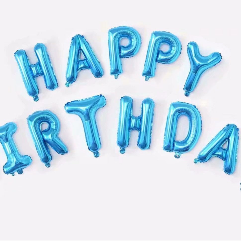 Solid Color Happy Birthday Foil Letter Balloon Set (13pcs/set)