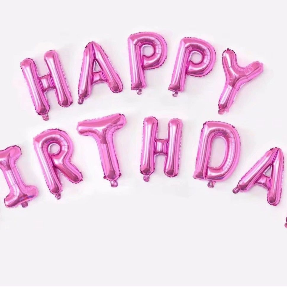 Solid Color Happy Birthday Foil Letter Balloon Set (13pcs/set)