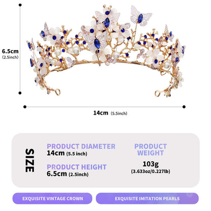 Fairy Crystal Flower Butterfly Tiara for Girls