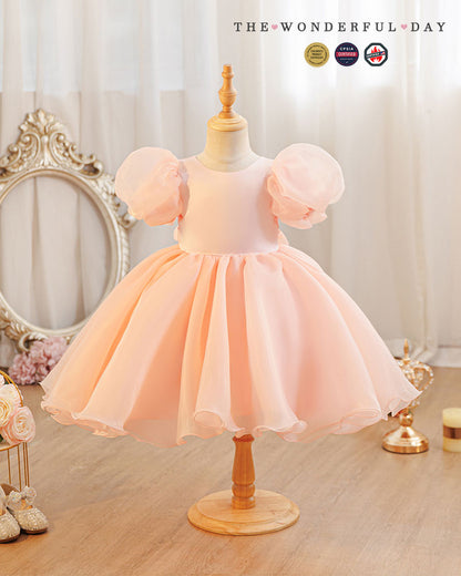 Girls Classic White Puff Sleeve Party Dress