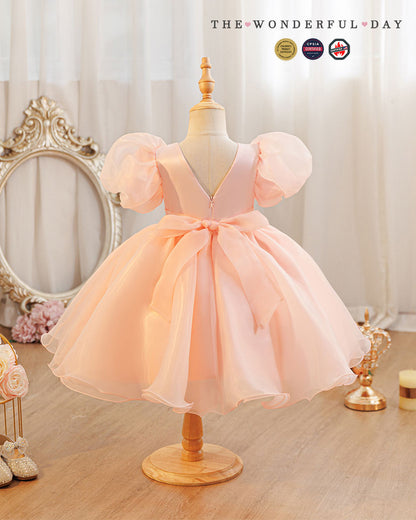 Girls Classic White Puff Sleeve Party Dress
