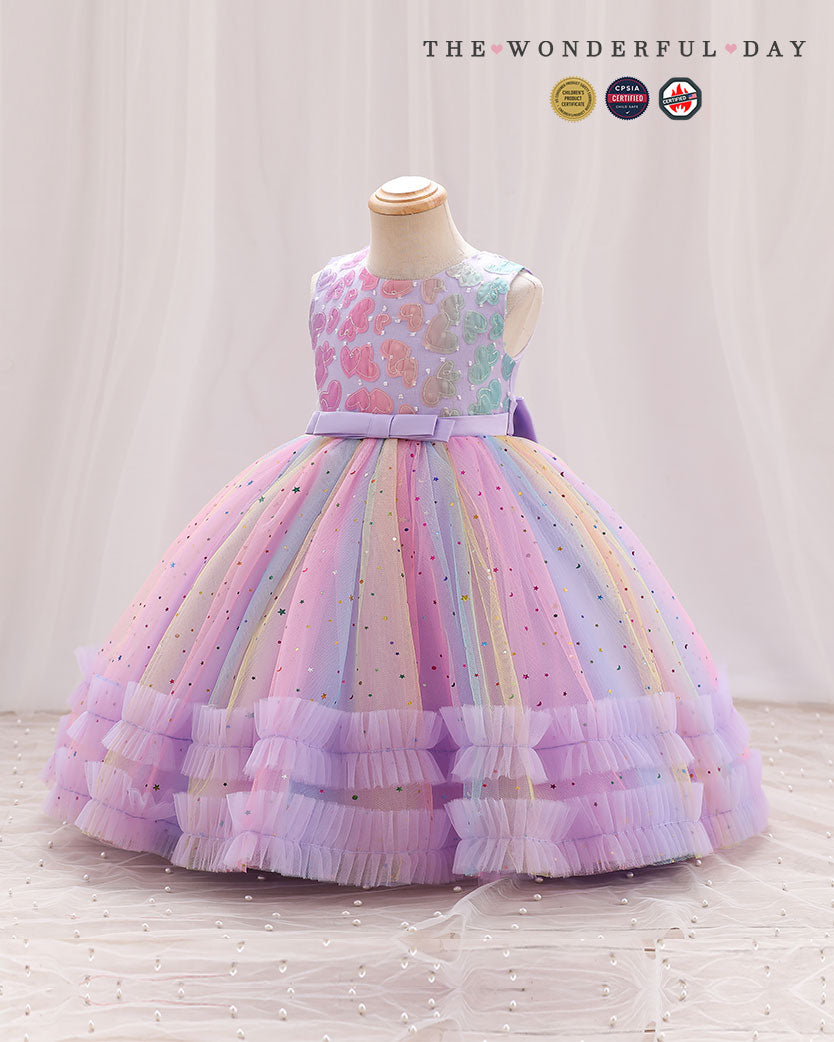 Rainbow Heart Sparkle Tutu Dress