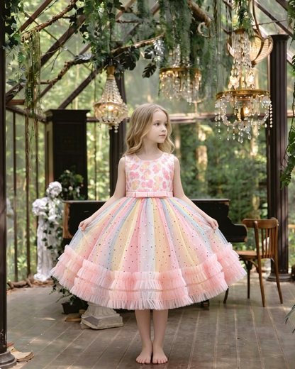 Rainbow Heart Sparkle Tutu Dress