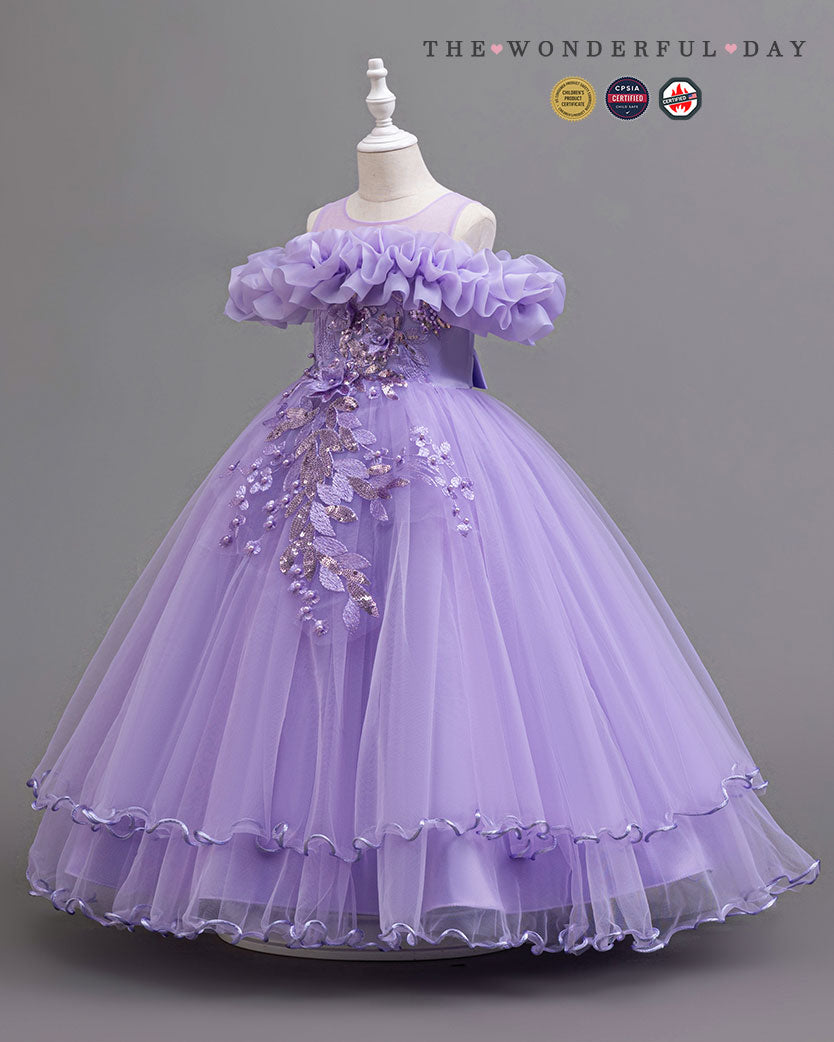Couture Off-Shoulder Floral Lace Long Formal Gown
