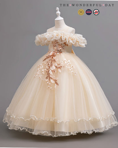 Couture Off-Shoulder Floral Lace Long Formal Gown