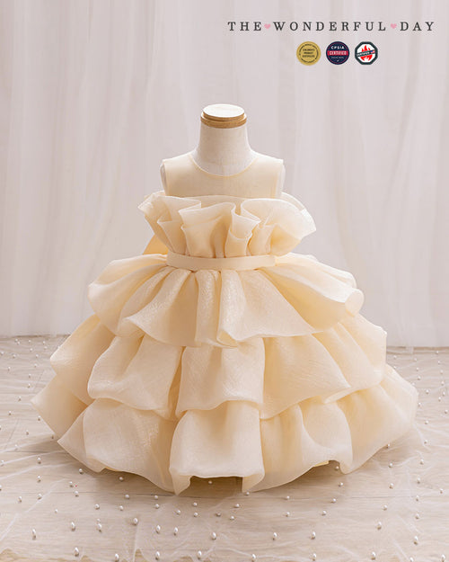 Sleeveless Multi-Layer Ruffle Organza Tulle Princess Dress
