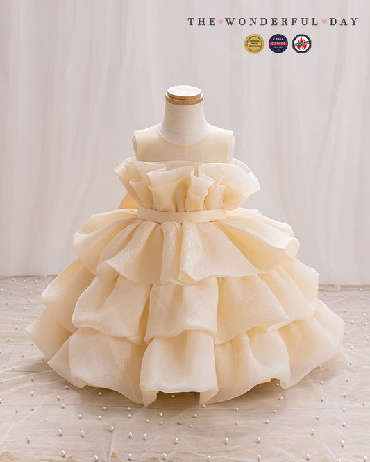 Sleeveless Multi-Layer Ruffle Organza Tulle Princess Dress